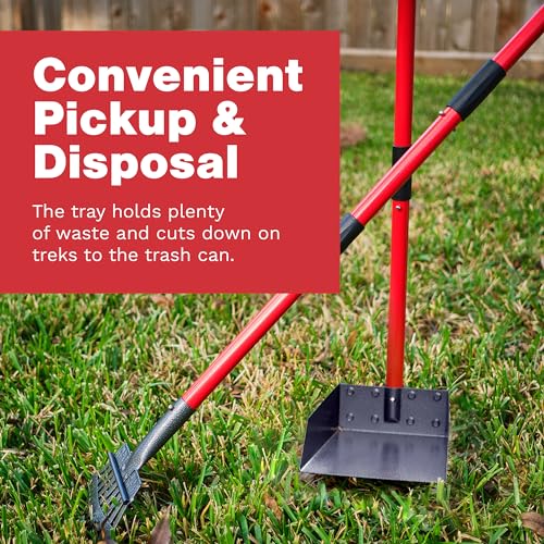 Pooper Scooper for Dogs with Long Handle Rake & Tray, Heavy Duty | Pawler Rustproof Aluminum Poop Scooper Set with 36+" Handles for Yard, Grass, Dirt & Gravel - color: 2 Piece Set - Standard