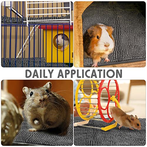 4 Pcs Guinea Pig Cage Liner 16 x 24 Inch Washable Chenille Pee Pads Pet Dog Cat Bedding Training Mat Reusable for Small Animals Puppy Bunny Hamster Chinchilla - color: Dark Gray, size: 16 x 24 Inch, style: Low Pile Chenille