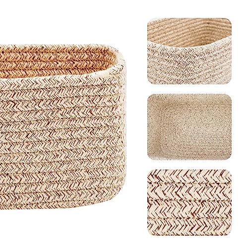 MiniArk Small Storage Baskets for Organizing | Closet Organizer Bins | Shelf Toy Basket | Woven Rope Baskets | Cube Decorative Box | Shallow Basket | 11.5x7.5x4.7” | 4 Packs Mixed Brown - color: Brown, size: 4pcs-L11.5xW7.5xH4.7"