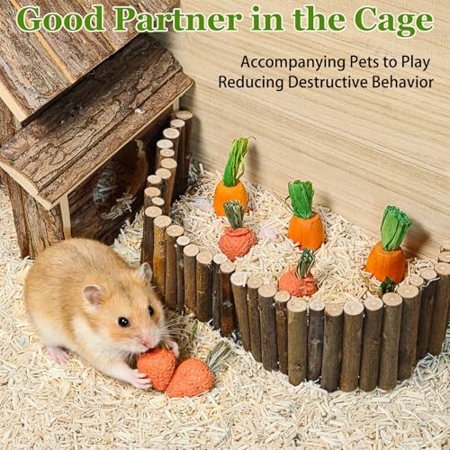 Hamiledyi Hamster Chew Toys Rabbit Chew Toys for Teeth Guinea Pig Treats Enrichment Habitat Decor for Bunny Chinchilla Gerbil Rat (13 Pcs) - size: 13 Pcs