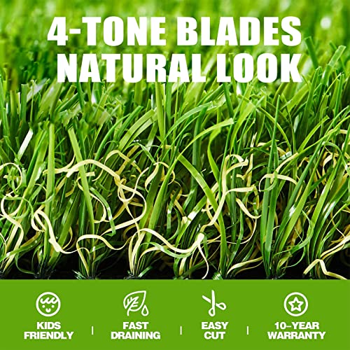 Premium Artificial Grass 3' x 5' Outdoor Rug, 1.38" Realistic Thick Turf for Garden, Yard, Fake Lawn, Dogs Synthetic Grass Mat, Rubber Backed with Drainage Holes, Customized Sizes - size: 3' x 5' (Rectangular)