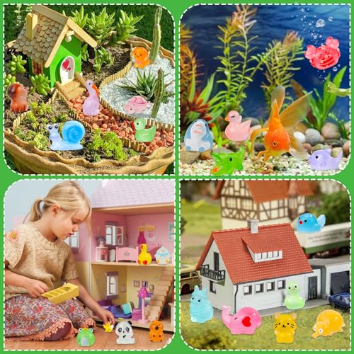 80 Pcs Luminous Mini Resin Animals 80 Styles Tiny Little Glow in The Dark Animal Figures to Hide Miniature Ducks Figurines for Party Favors DIY Fairy Garden Dollhouse Micro Landscape Aquarium Decor - style: 80Pcs-Luminous