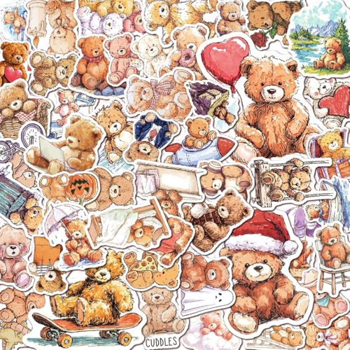100 PCS Cute Bear Stickers Pack – Waterproof Vinyl Decals for Water Bottles, Laptops, Phones, Notebook, Cars – Cool Vibrant Graphics for Cute Bear Enthusiast - color: Cute Bear