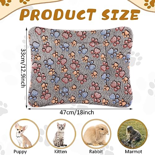 4 Pack Ultra Soft Dog Cat Bed Mat Small Animal Guinea Pig Bed with Cute Print Reversible Fleece Dog Crate Kennel Pad Cozy Washable Thickened Hamster Pet Beds Mat(13 x 19 Inches,Gray) - color: Gray, size: 13 x 19 Inches