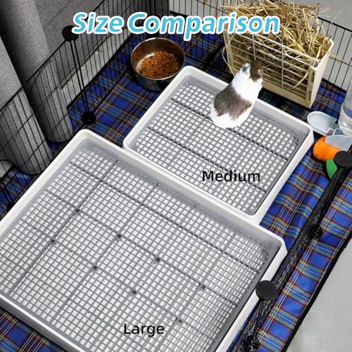 FHTONGE Low Entry Guinea Pig Litter Box with Grid, Rectangular Pet Toilet | 2 Pcs Small Amimal Litter Pan Trainer Tray for Rodent Bunny Hamster Ferret Chinchilla Squirrel Opossum Hedgehog Chipmunk Rat - color: 2 Pcs 0.4" PP Grids, size: 14.6x12x2.6"(40x30