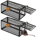 Qualirey 2 Pcs Humane Rat Trap Chipmunk Rodent Mouse Squirrel Trap,Black | 9.1 x 4.5 x 4.5 Inches Mouse Voles Hamsters Cage Rat Cage for Mice Easy to Catch and Release - color: Black