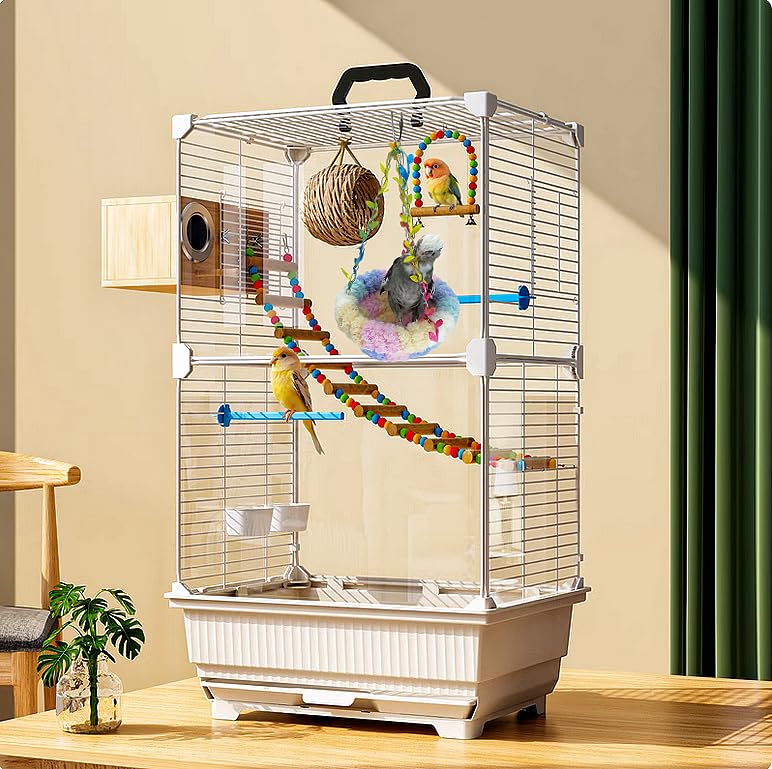 Hanging Bird Hammock for Cage Warm Plush Hanging Bird Bed Bird Snuggle Hut Parrot Hanging Sleeping Bird House for Parakeet, Conure, Budgie, Cockatiel, Lovebird, Finch, Hamster-Pink - color: Pink