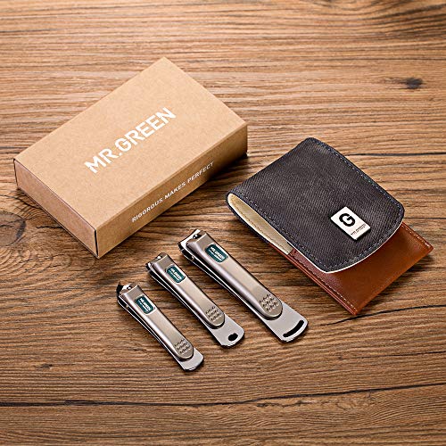 MR.GREEN 3 pcs Nail Clippers Set Stainless Steel Nail Clippers & Slant EDG Toenail Clipper Cutter for Men and Women - color: Mr-6038