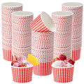 Jingmore 100 Pcs Ice Cream Paper Cups Bulk 8 oz Disposable Dessert Bowls for Hot or Cold Food Snack Treats Gift for Birthday Summer Party Favor Decoration(Red Gingham) - style: Red Gingham