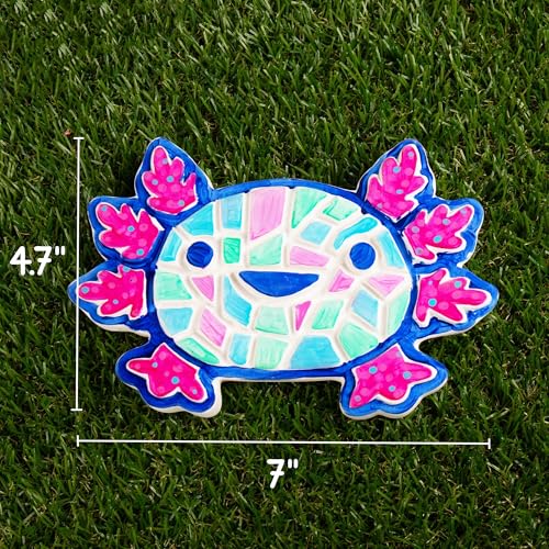 Creative Roots Axolotl Stepping Stone Kit, 7-Inch Paintable Ceramic Stepping Stone, Includes 6 Acrylic Paints, Kids Crafts, Ages 8+ - style: Axolotl