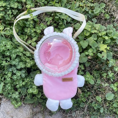 Sugar Glider Bonding Pouch Bonding Pouch Carry for Rat Syrian Hamster Hedgehog Small Pocket Pets, Gerbil Travel Bag Cute Bunny-Shaped Outing Bag with Large Transparent Window（Pink） - color: Pink