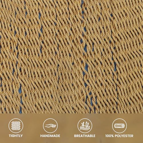 Lazy Daze XL Handwoven Caribbean Rope Hammock, 2+ Person Hammock | 13FT Polyester Outdoor Hammock with Spreader Bars & Straps & Carabiners, 500lbs Capacity for Outside, Patio, Tan - color: Tan