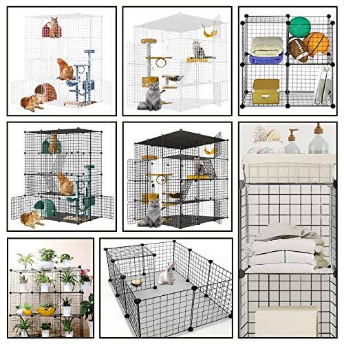 Large Cat Cage,Cat Cage Enclosure Indoor DIY Cat Playpen Detachable Metal Wire Kennels Crate Large Exercise Place Ideal, for 1-4 Cats,Ferret, Chinchilla, Rabbit, Small Animals - size: 43.0"L x 43.0"W x 57.0"H