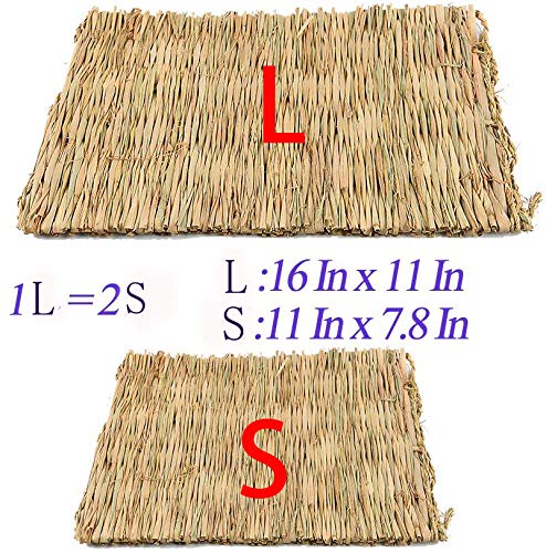 Hamiledyi Grass Mat Woven Bed Mat for Small Animal 3PCS Large Bunny Bedding Nest Chew Toy Bed Play Toy for Guinea Pig Parrot Rabbit Bunny Hamster Rat