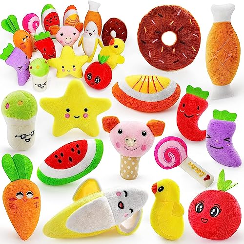LEGEND SANDY Dog Squeaky Toys, Plush Small Dog Toys for Dogs, Stuffed with Squeakers,14 pcs Puppy Toys with a Carrying Bag for Small Medium Size | 14 pcs Puppy Toys with a Carrying Bag for Small Medium Size, Puppy Chew Toys for Teething - color: Multicolo