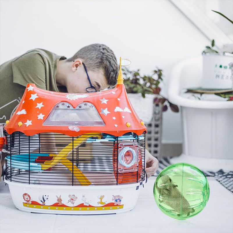 POPETPOP 2pcs Hamster Exercise, 4 Inch Hamster Running Transparent Plastic Wheel Guinea Pig Sports for Dwarf s Small Pets Supply - color: Assorted Color