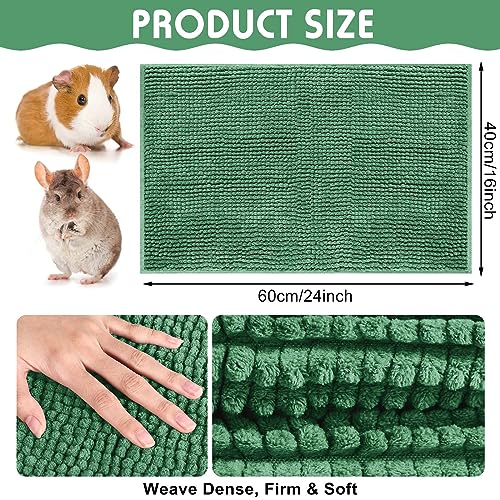 4 Pcs Guinea Pig Cage Liner 16 x 24 Inch Washable Chenille Pee Pads Pet Dog Cat Bedding Training Mat Reusable for Small Animals Puppy Bunny Hamster Chinchilla - color: Dark Green, size: 16 x 24 Inch, style: Low Pile Chenille