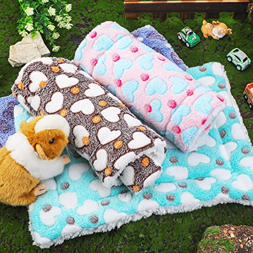 4-Piece Rabbit Bunny Bed - 13 x 19 Inch Guinea Pig Bed Mats - Plush Bunny Pad Mats for Small Animals, Dogs, Cats, Hamsters - Heart Pattern - size: 13 x 19 Inch