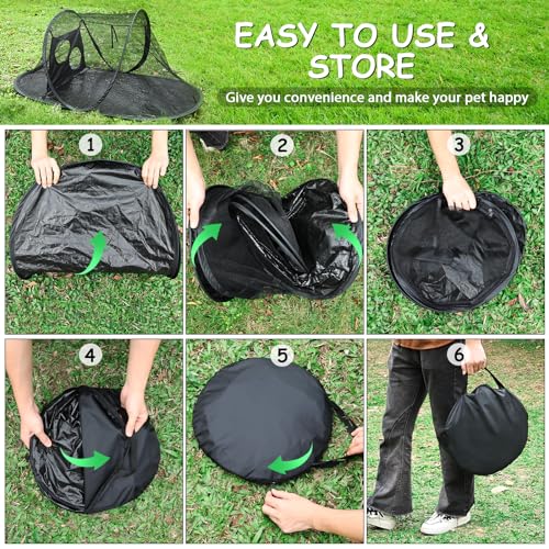 Tailtastic PopUp Cat Tent for Outdoor, Portable Enclosure for Yard & Travel | easy to set up,foldable & lightweight for storage & travel; waterproof material; fine mesh netting keeps bugs out
