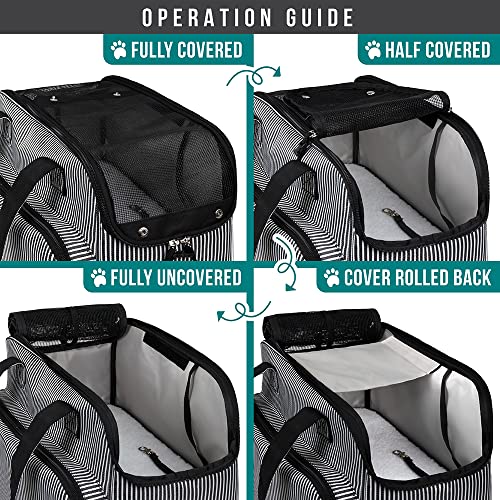 PetAmi Small Dog Purse Carrier, Soft-Sided Pet Carrier Bag with Pockets, Portable Puppy Cat Travel Handbag Tote, Airline Approved Breathable Mesh, Poop Bag Dispenser, Max 18 lbs, Stripe Black - color: Stripe Black