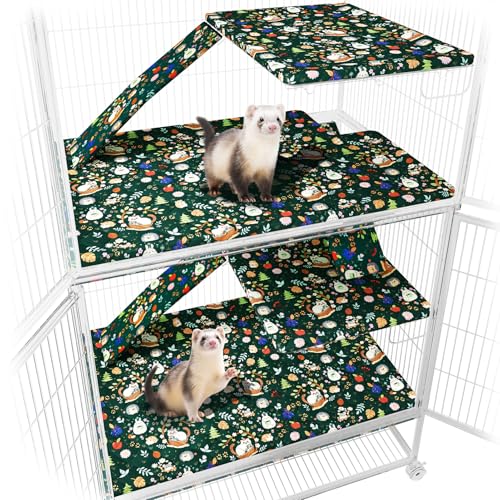 Ferret Cage Liner for Ferret Nation & Critter Nation Cage | Washable Bedding, Leakproof Cage Accessories for Ferrets, Chinchillas, Rats & Other Small Animals(Double Unit Combo) - style: Double Unit Combo