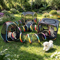 CypherX Outdoor Cat Enclosure, Portable Cat Tent with Tunnel Popup Catio | 7-in-1 modular design: 3 tents, 18" wide tunnels, scratch balls & storage bag. Durable setup for large cats & small pets. - size: 7 in 1 Kingdom(18"W)