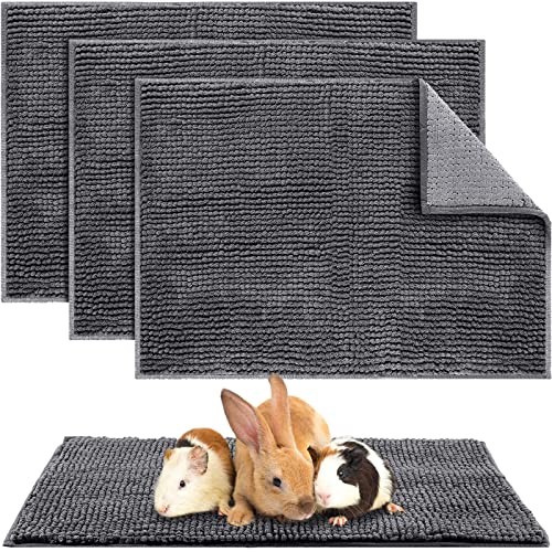 4 Pcs Guinea Pig Cage Liner 16 x 24 Inch Washable Chenille Pee Pads Pet Dog Cat Bedding Training Mat Reusable for Small Animals Puppy Bunny Hamster Chinchilla - color: Dark Gray, size: 16 x 24 Inch, style: Low Pile Chenille