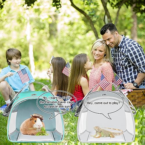Small Animal Carrier Bag, Upgraded Portable Guinea Pig Carriers, Transparent Hamster Carrying Case, Reptile Rat Rabbit Bearded Dragon Hedgehog Carrier Bag for Travel, Hiking, Walking, Outdoor (Grey) - color: Grey