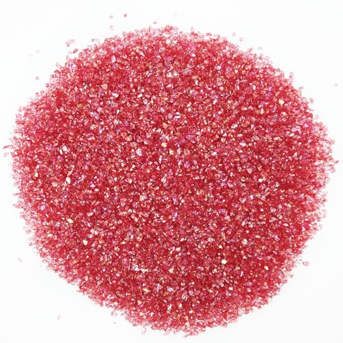Crushed Glass Glitter, Broken Stones Shattered Glass Chips for Resin Art Crafts, Epoxy Resin Supplies, Geod Painting, DIY Art Projects, Jewelry Making, 2-4mm, 200g/7oz (Red) - color: Red