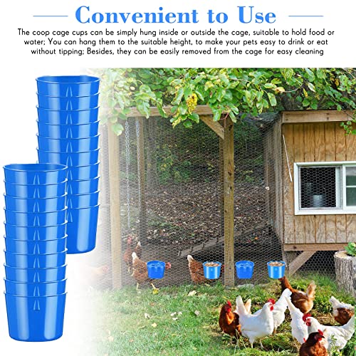 Sumind 60 Pcs Cage Cups Chicken Feeder Birds Hanging Feeders Seed Bowl 8 oz Plastic Water Bowl Hanging Chicken Waterer Feeding Watering Dish Coop Cups for Parrot Parakeet Poultry(Blue) - color: Blue