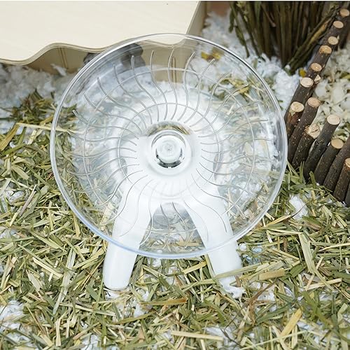 Silent Hamster Exercise Running Wheel Flying Saucer, White | Non-slip surface, smooth & quiet spinning, durable plastic, encourages healthy exercise, for dwarf hamsters/mice/gerbils - color: White