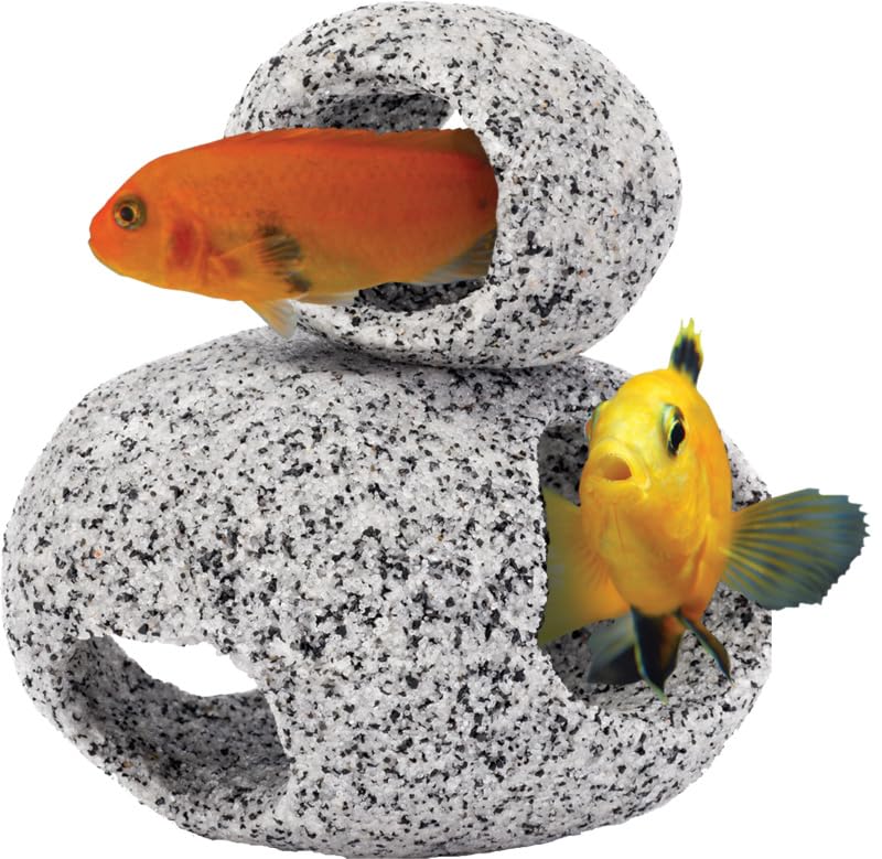 Penn-Plax Deco-Replicas Granite Aquarium Ornament & Hideaway – Realistic Stone Appearance – Safe for Freshwater and Saltwater Tanks – Large Size - size: Large
