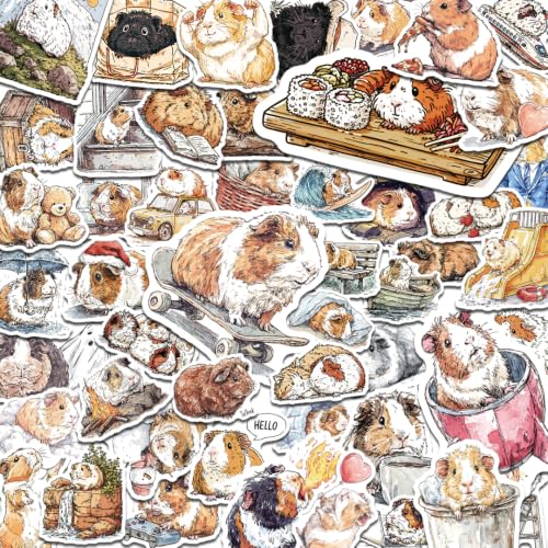 100 PCS Guinea Pig Stickers Pack – Waterproof Guinea Pig Decals for Water Bottles, Laptops, Phones, Notebook, Cars – Cool Vibrant Graphics for Guinea Pigs Enthusiast - color: Guinea Pig