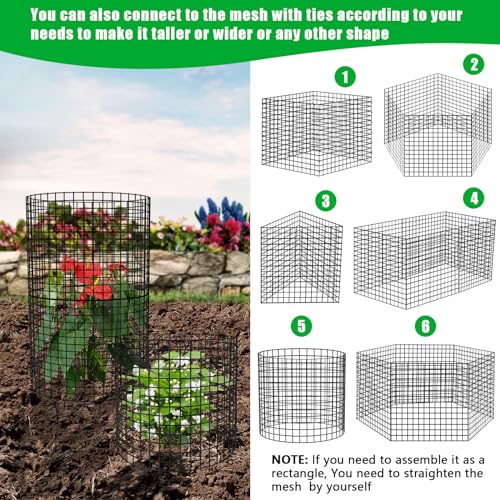 5 Pack Plant Protectors from Animals, 13x12" Plant Cages for Outdoor Plants | Wire Plant Protector, Thick Metal, Non-deformable, Free-Cut, Cap-less Design, Plant Protection Cage to Keep Animals Out - size: 5 PACK-13x12inch