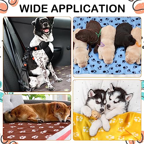 Tegeme 12 Pcs Fleece Pet Blankets Paw Print Dog Cat Bedding, 18 x 24 Inches | Soft Warm Sleep Mats, Paw Print Design Cage Liner Sleep Mat Pad for Puppy, Kitten, Small Animals, Cage Liner, Bedding Cover - size: 18 x 24 Inches