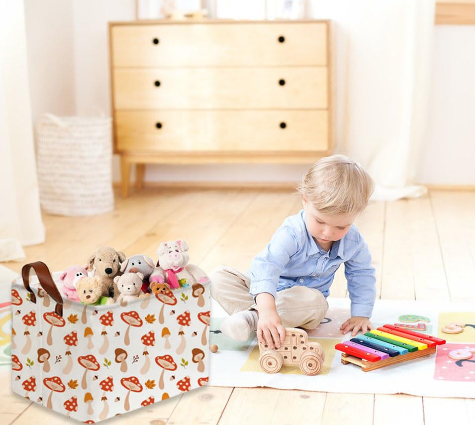Sanjiaofeng Rectangular Kids Basket Cute Storage Bins,Mushroom Storage Basket with Handles.Clothers,Books,Kid's Gifts Bins. (Mushroom) - color: Mushroom