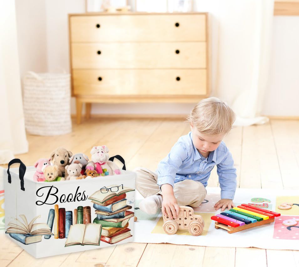 Sanjiaofeng Rectangular Kids Basket Book Storage Bins,Boys and Girls Storage Basket with Handles.Clothers,Toys,Books,Kid's Gifts Bins. (Book) - color: Book