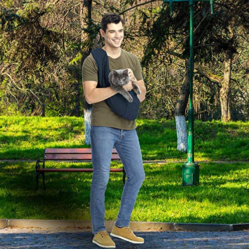 Dog and Cat Sling Carrier - Hands Free Reversible Pet Papoose Bag - Soft Pouch and Tote Design - Suitable for Puppy, Small Dogs Cats Outdoor - color: Classic Blue