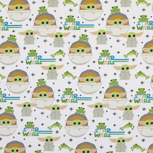 NoJo Star Wars The Mandalorian Grogu White, Green, and Blue Nursery Fitted Crib Sheet - color: White, Green, Blue, size: Crib