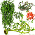 Grddaef Reptile Vines Plants for Terrarium, Flexible Vines Jungle Climbing Branch with Leaves Tank Decor for Snakes Bearded Dragons Geckos Hermit Crabs Lizards Chameleons