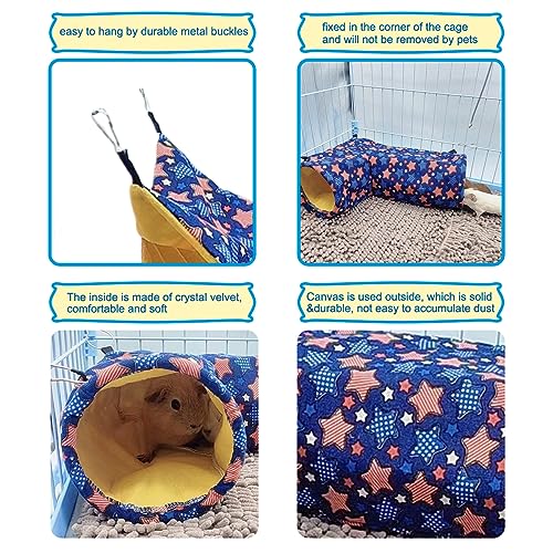 EAEDMY Guinea Pig Rat Tunnel Ferret Hammock, Small Animal Corner Tunnel & Tubes & Bed for Hedgehog Piggy Chinchilla Hideout Toys and Cage Accessories (3.Hammock&Tunnel) - color: 3.Hammock&Tunnel