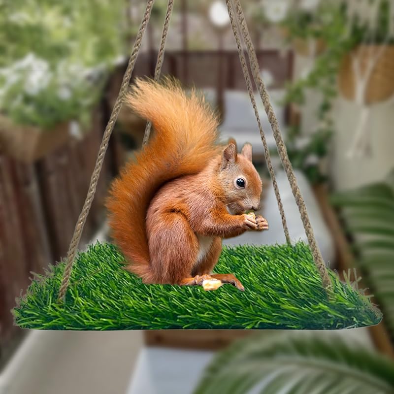 Reptile Hammock Swing Hanging Bed, PP Grass Pad，Portable Bird Swing Stand Reptile Natural Swing Hanging Bed for Bearded Dragon Leopard Gecko Lizard Birds Parrots（Square） - color: Square
