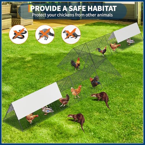 Large Metal Chicken Run Tunnel Waterproof Cover Outdoor Poultry Coop
