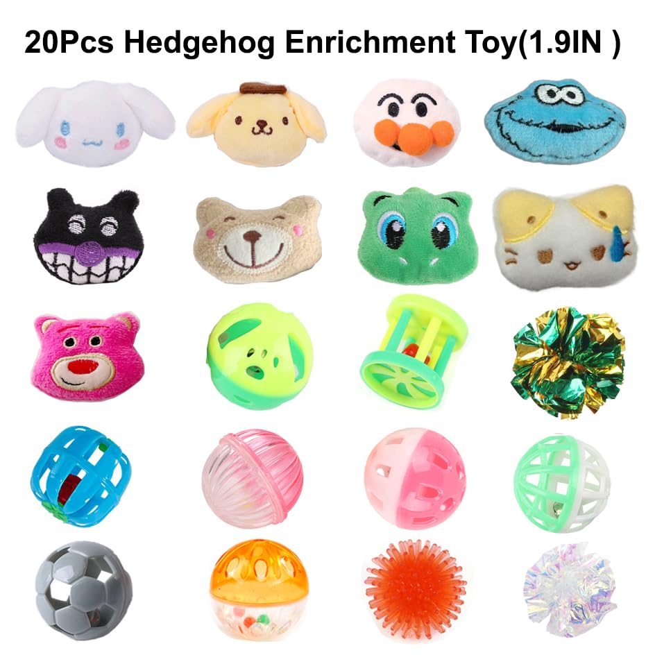 20Pcs Hedgehog Enrichment Toys - Cute Hedgehogs Cage Toy for Cuddling, Photo Props & Enrichment Play - Hedgehog Chew Toys for Boosts Natural Instincts & Daily Exercise