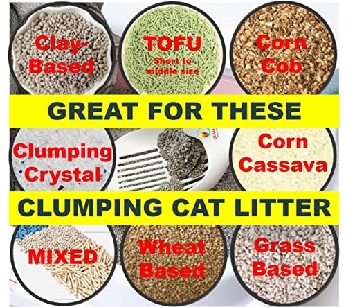 QUALIALL Cat Kitty Litter Box Poop Pooper Scoop Scooper for Cat Litter Box with Holder Large Light Fast Comfortable Sturdy Durable 1+2+1pcs White