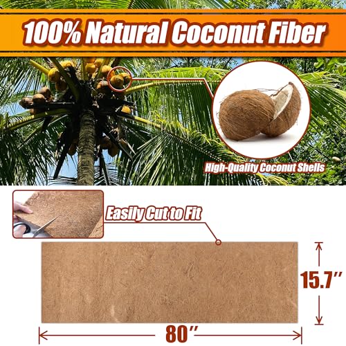 Sinimaka Coco Liner Roll, 16 x 80 Inch Coconut Fiber Liners for Planter Window Box Flower Basket, Natural Coco Coir Sheet Coco Mats for Animal Pet Pad, Reptile Carpet, Garden Decoration - size: 16x80 inch