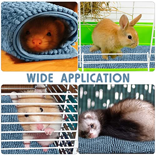 4 Pcs Guinea Pig Cage Liner 16 x 24 Inch Washable Chenille Pee Pads Pet Dog Cat Bedding Training Mat Reusable for Small Animals Puppy Bunny Hamster Chinchilla - color: Blue, size: 16 x 24 Inch, style: Low Pile Chenille
