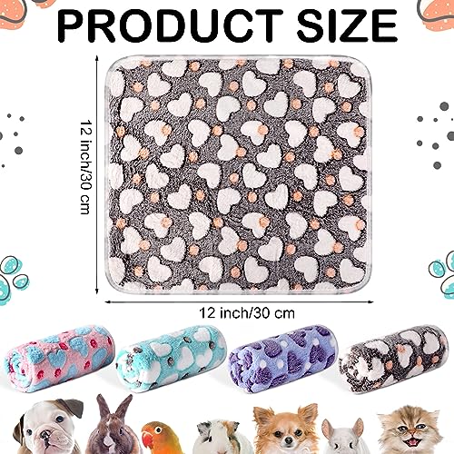 Tudomro 8 Pcs Absorbent Guinea Pig Blankets Washable Small Animal Fleece Bedding Cage Liners Reusable Pet Sleep Mat Pad Cover for Ferret Chinchilla Furniture Protection(Heart,12 x 12 Inch) - size: 12 x 12 Inch