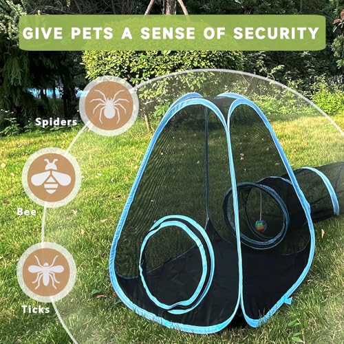 Outdoor Cat Enclosures, Cat Tunnels Catio Tents Cubes for Indoor Cats with Play Ball, Collapsible Outside Playpen Tunnel for Kitty, Rabbit, Puppy and Small Animals
