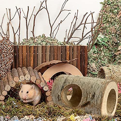 Wooden Hamster Tunnel Natural Birch Wood Tree Holes Tube Small Animal Hollow Trunk Hideout Exercise Dwarf Mice Chew Toys Cage Accessories for Chinchillas Guinea Pigs Dwarf Mouse Rat(10Pcs) - size: 【10Pcs】